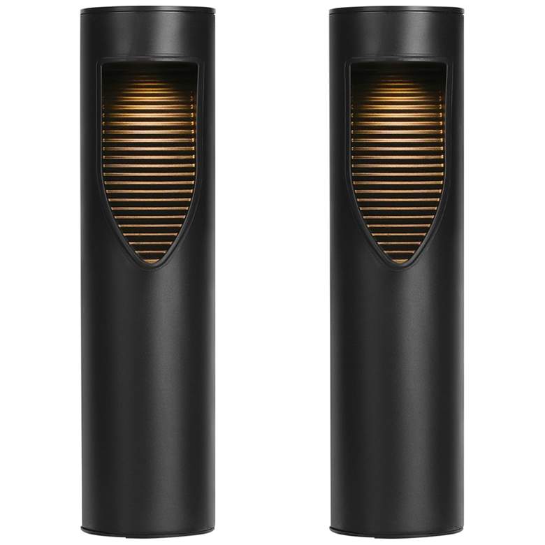 Image 2 Techko Goshi 12 1/4"H Black LED Solar Powered Path Lights Set of 2