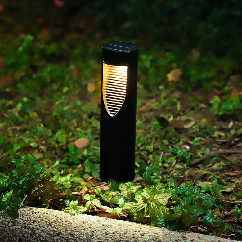 Image 7 Techko Goshi 12 1/4"H Black LED Solar Powered Path Lights Set of 2 more views