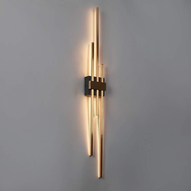 Image 1 Tecrdial 3-Light Gold Black LED Wall Sconces