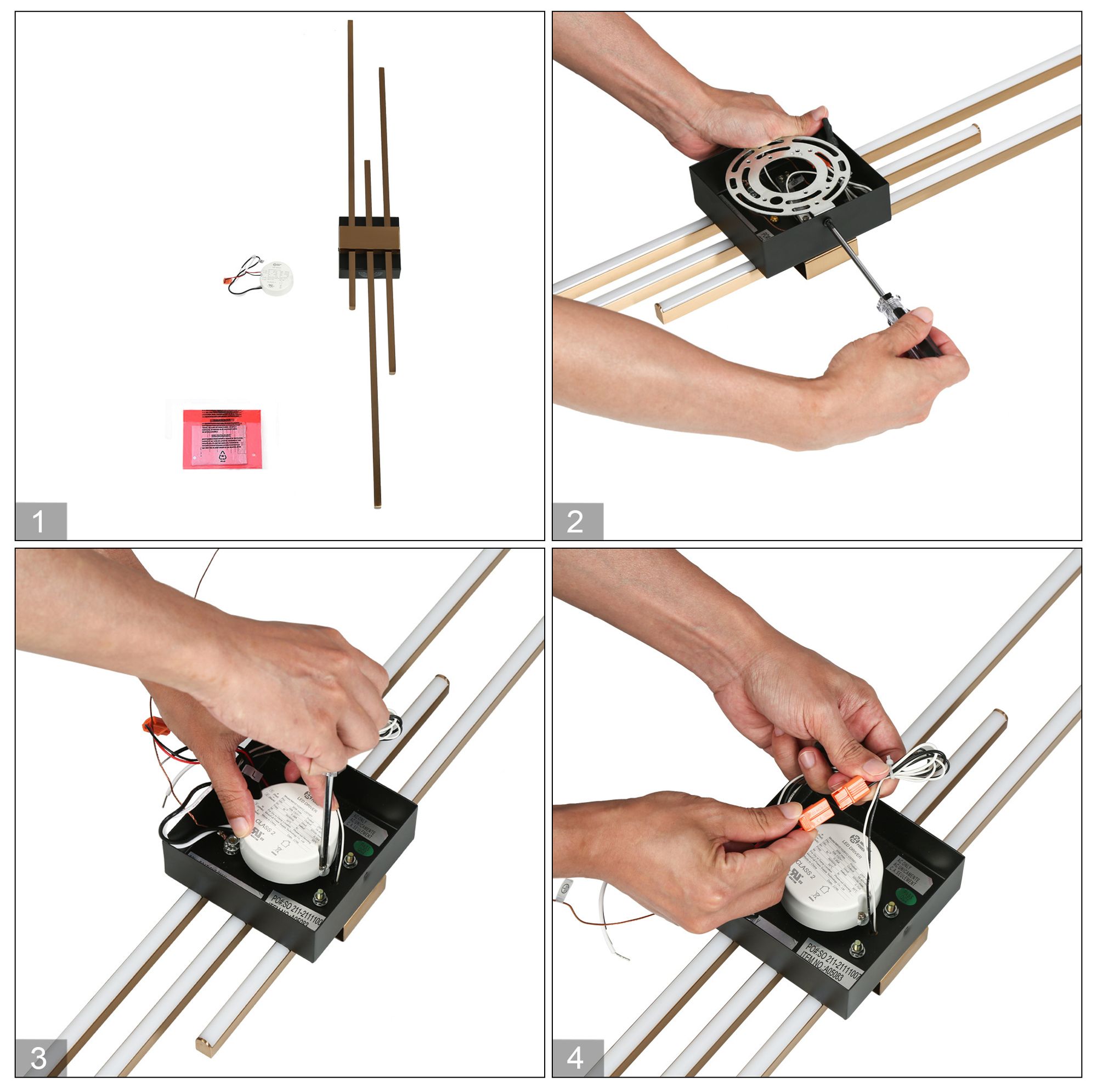 Tecrdial 3-Light Gold Black LED Wall Sconces