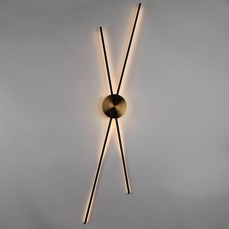 Image 1 Tecrdial 4-Light Black Gold LED Wall Sconces