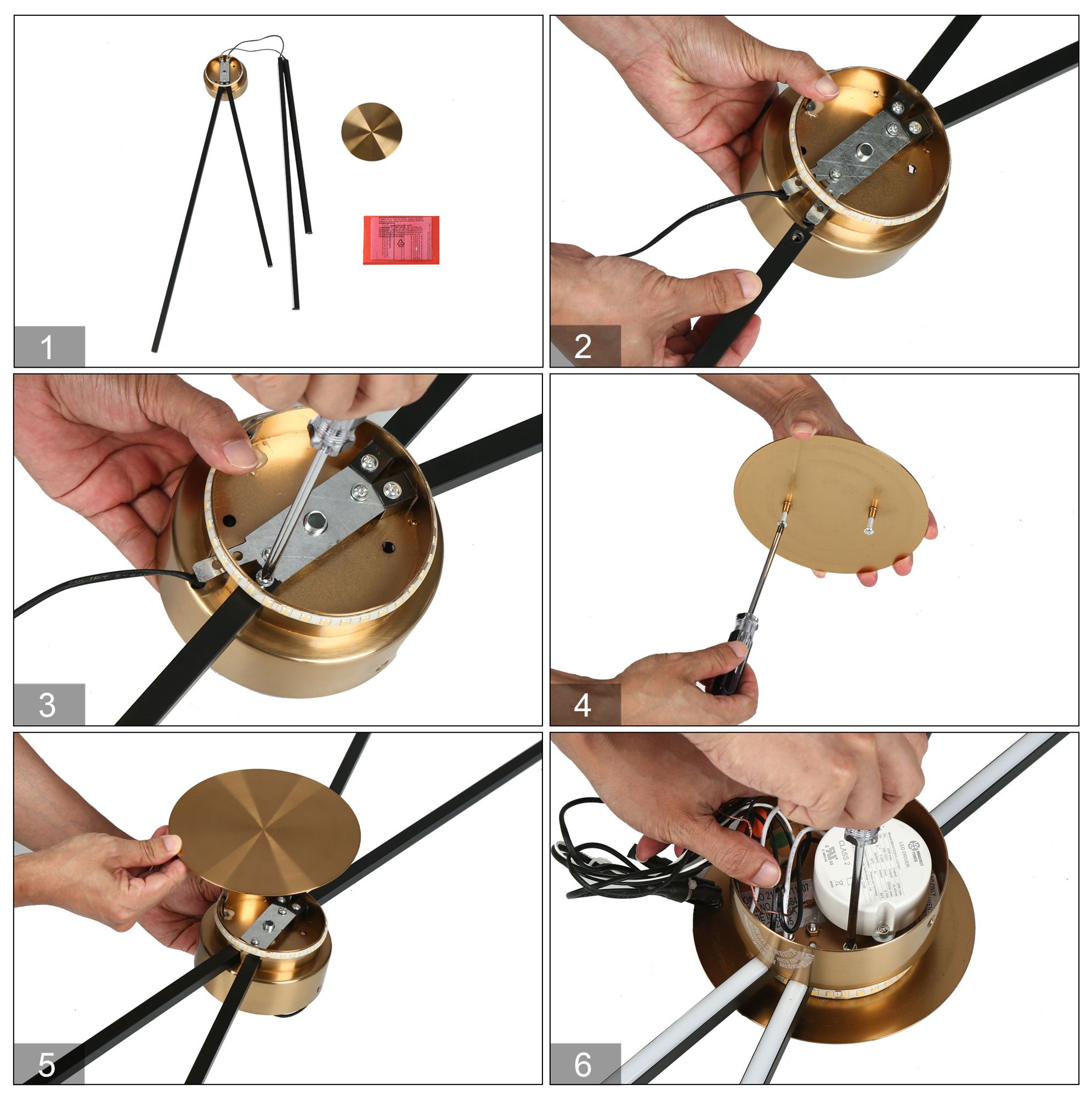 Tecrdial 4-Light Black Gold LED Wall Sconces