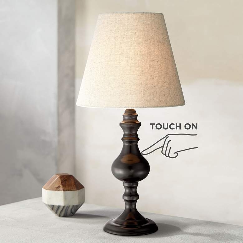 Ted Dark Bronze 18 1/2&quot; High Touch On-Off Accent Table Lamp