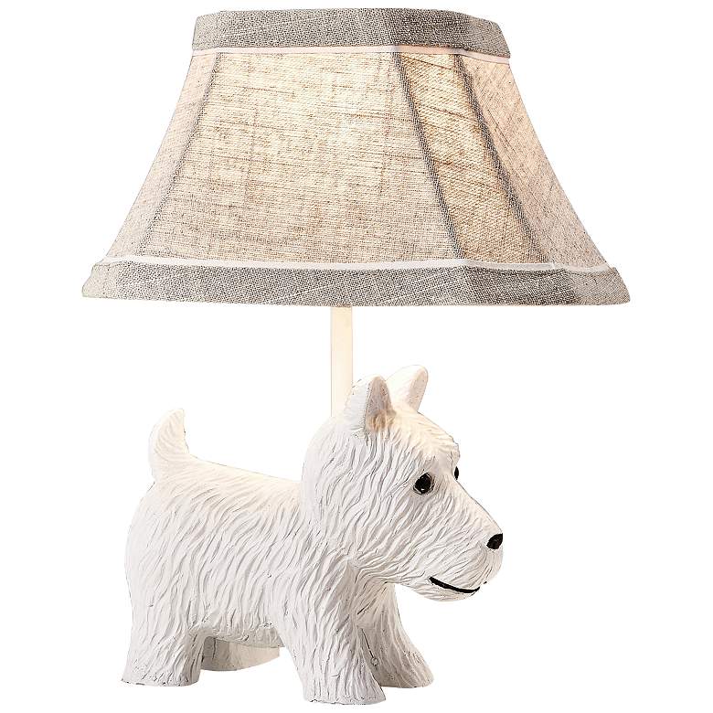 Image 1 Teddy the Terrier 12 inch High White Accent Table Lamp