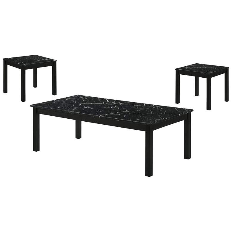 Image 1 Teed 3-Piece Black Faux Marble Top Coffee Table Set
