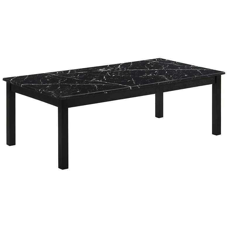 Image 3 Teed 3-Piece Black Faux Marble Top Coffee Table Set more views