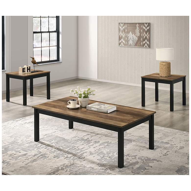 Image 2 Teed 3-Piece Brown Top Coffee Table Set more views