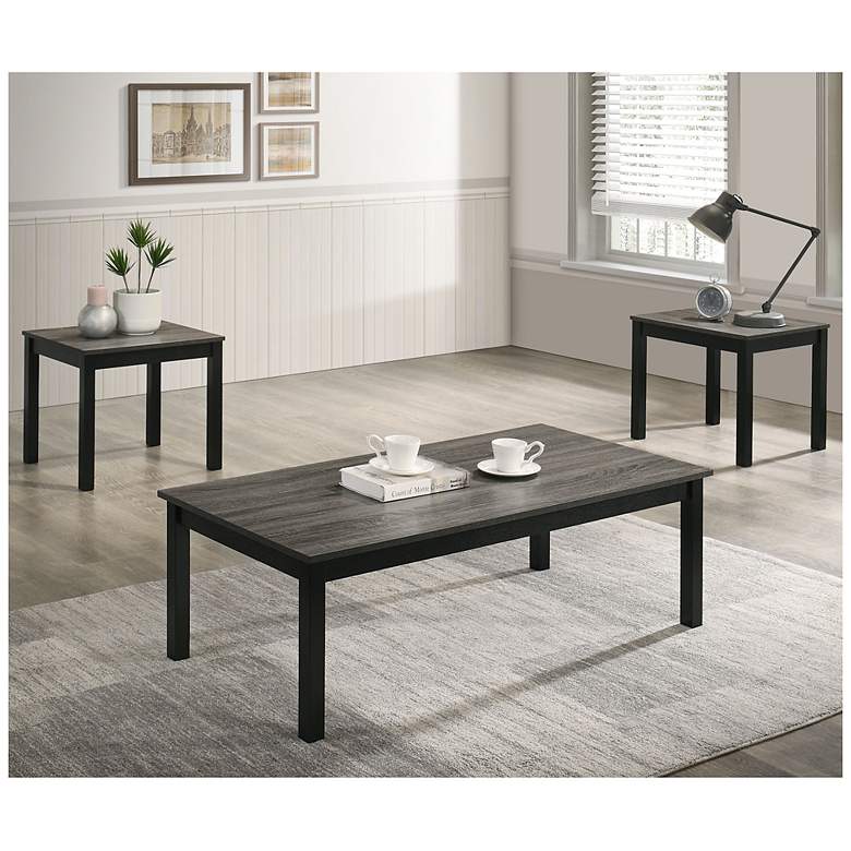Image 2 Teed 3-Piece Gray Coffee Table Set more views