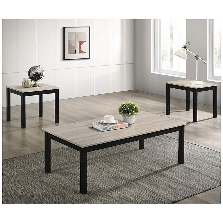 Image 2 Teed 3-Piece Light Gray Top Coffee Table Set more views