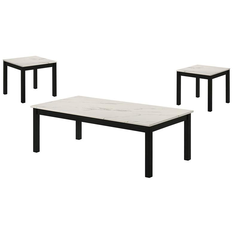 Image 1 Teed 3-Piece White Faux Marble Top Coffee Table Set