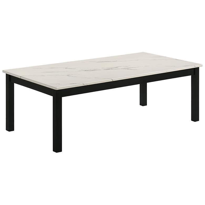 Image 3 Teed 3-Piece White Faux Marble Top Coffee Table Set more views