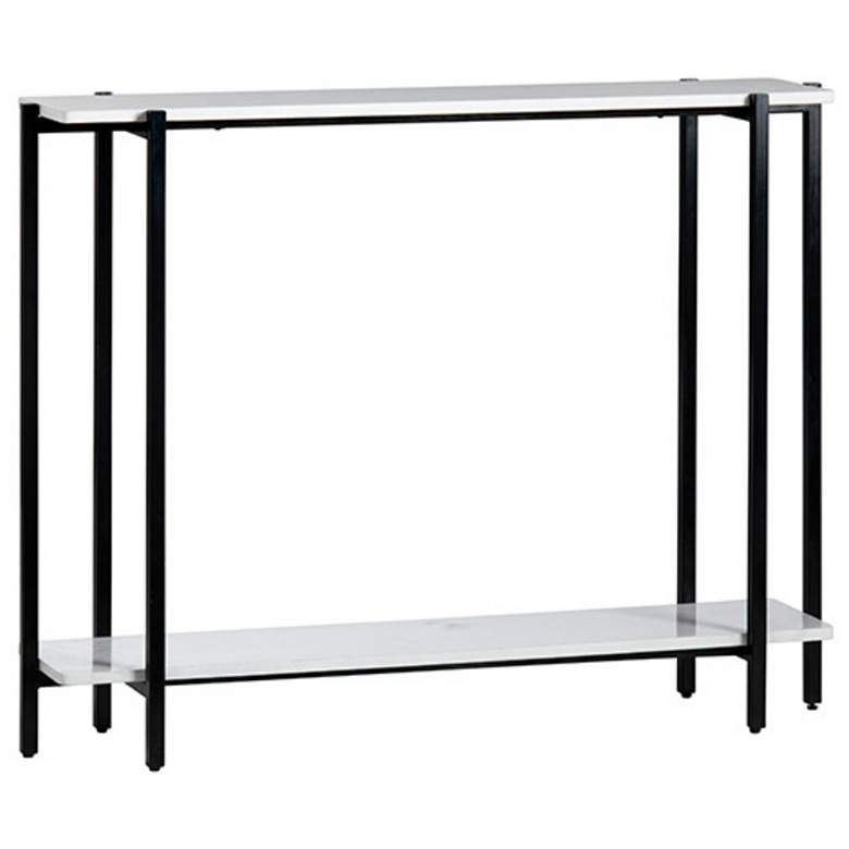 Image 1 Teeter 42" Wide White Marble and Black Metal Console Table