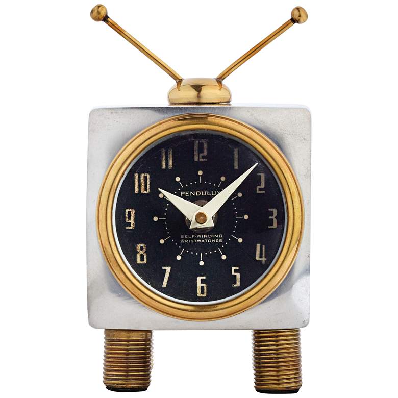Image 1 Teevee Aluminum and Brass 6 inch High Table Clock
