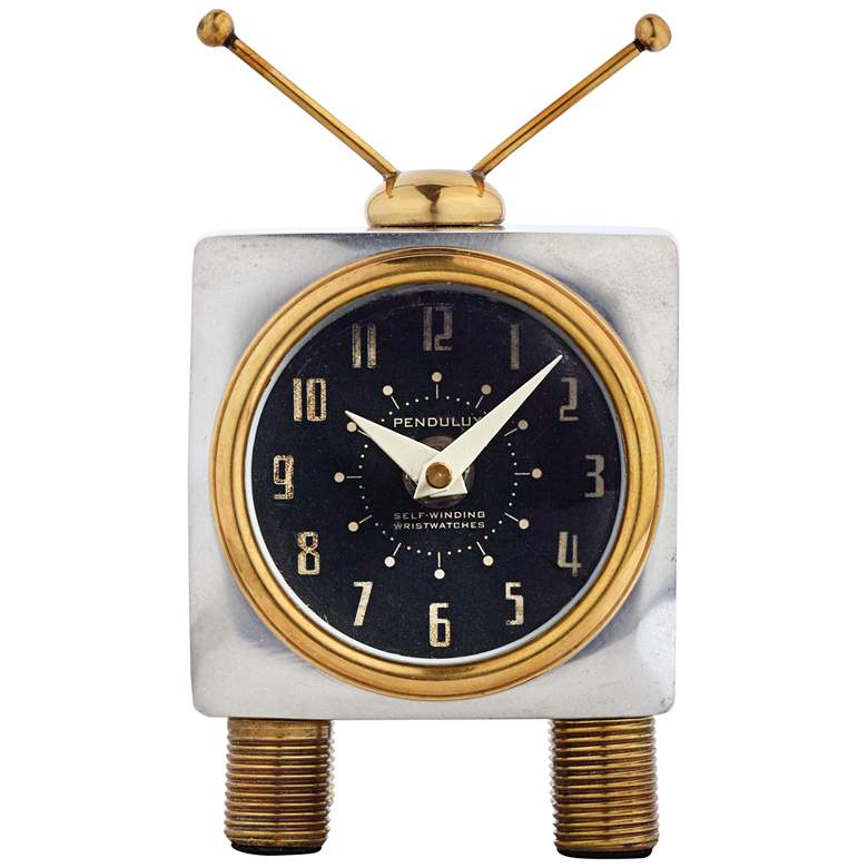 Image 1 Teevee Aluminum and Brass 6" High Table Clock