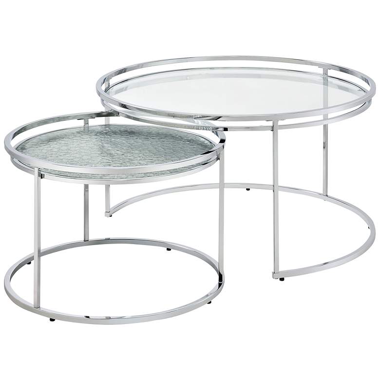Image 2 Tega Clear Glass Steel 2-Piece Nesting Table Set