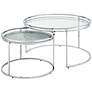 2_Tega Clear Glass Steel 2-Piece Nesting Table Set