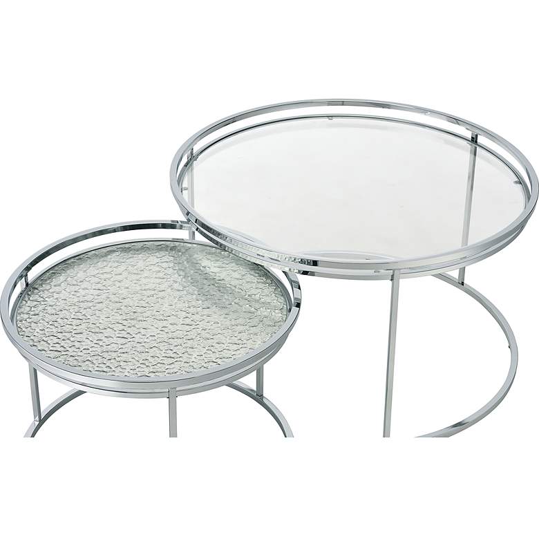 Image 3 Tega Clear Glass Steel 2-Piece Nesting Table Set more views
