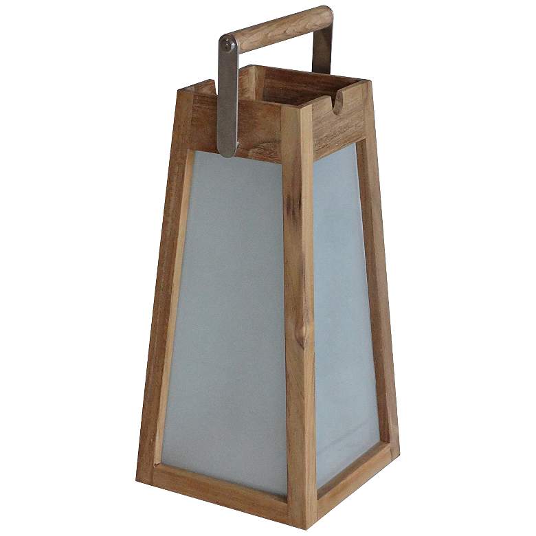Image 1 Teka Teak 15" High Pyramid LED Solar Lantern