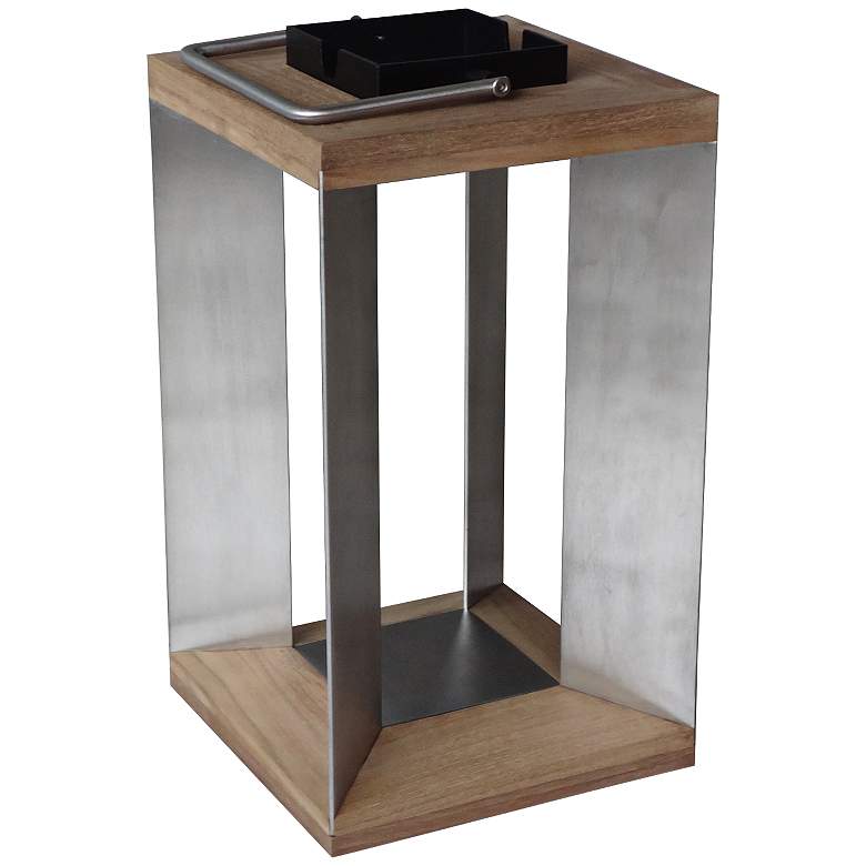 Image 1 Teka Teak 18" High Rectangular LED Solar Lantern
