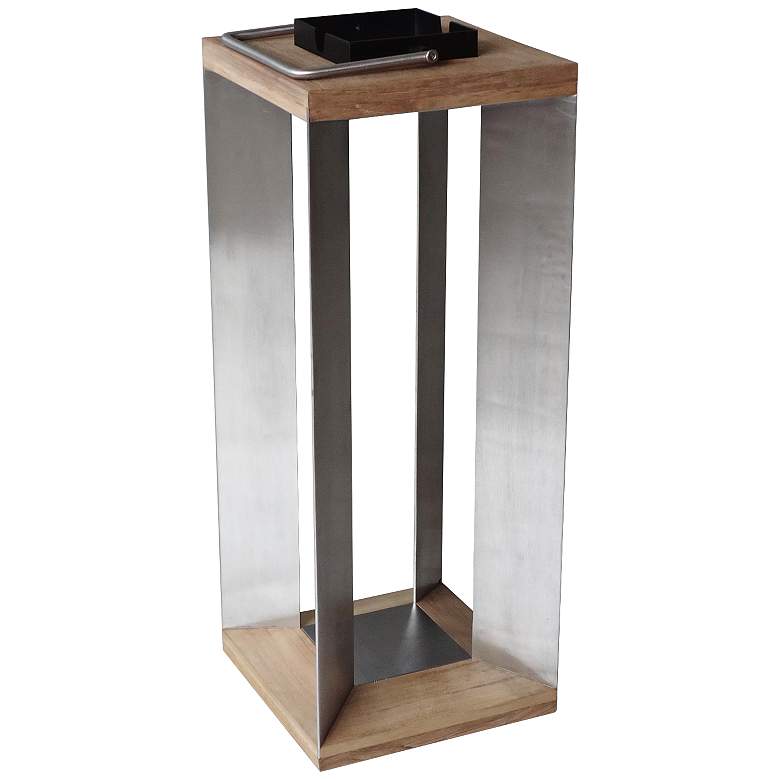 Image 1 Teka Teak 26" High Rectangular LED Solar Lantern