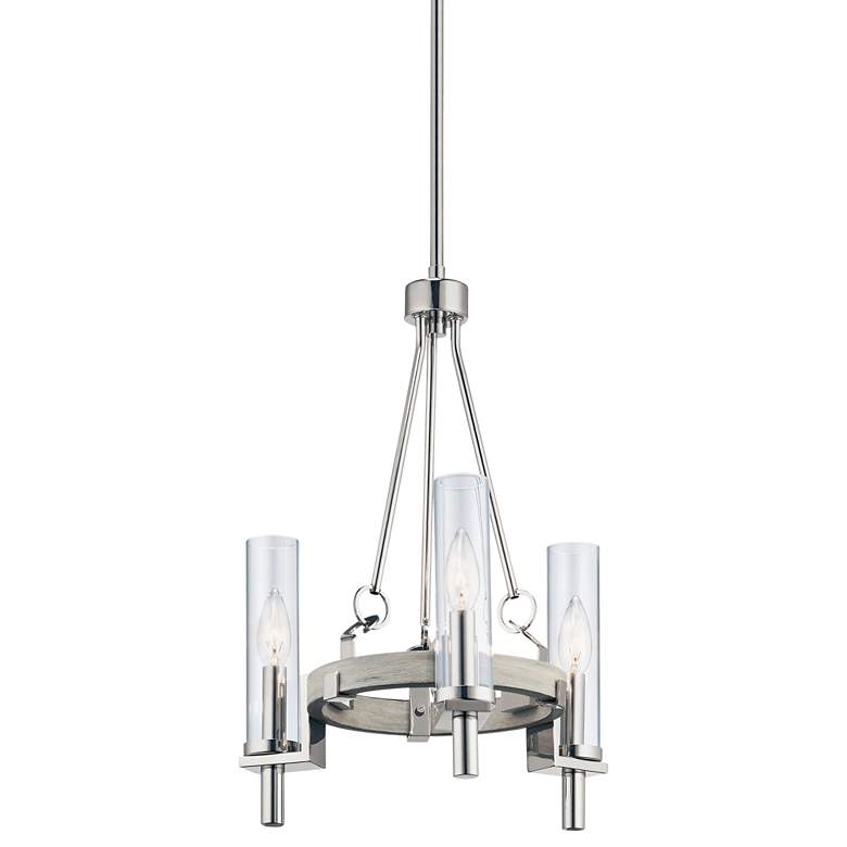 Image 2 Telan 14 3/4" Wide Wood Ring Wagon Wheel 3-Light Chandelier