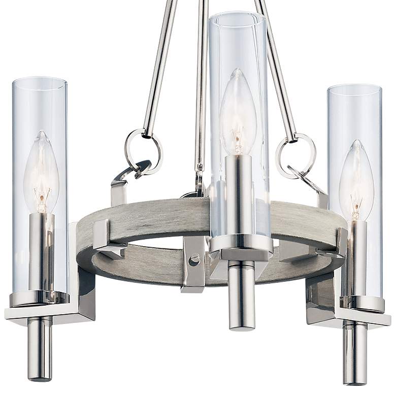 Image 3 Telan 14 3/4" Wide Wood Ring Wagon Wheel 3-Light Chandelier more views