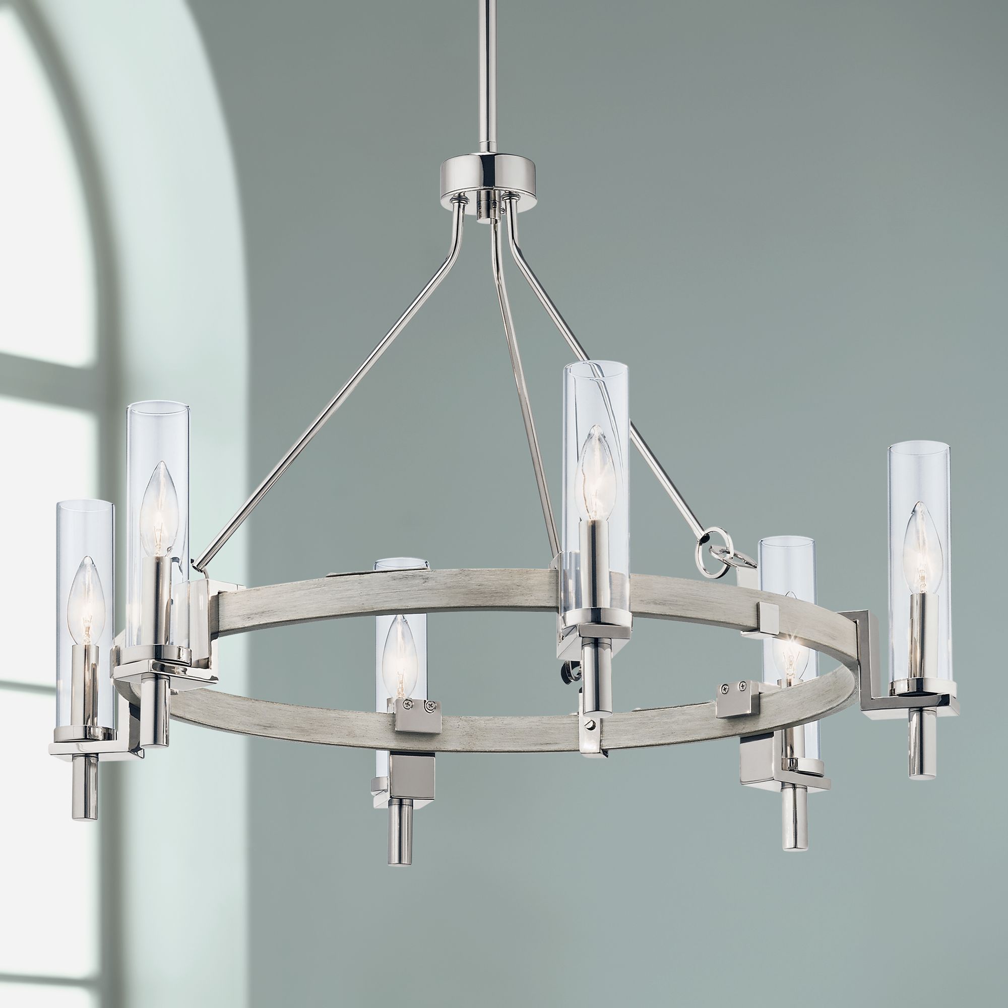 nickel wagon wheel chandelier