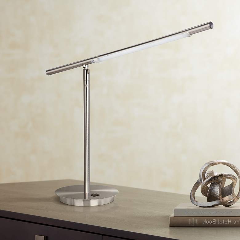 Image 1 Telesco Satin Chrome Modern LED Desk Lamp