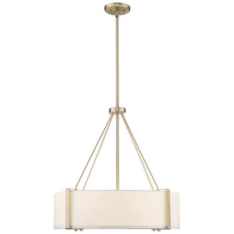 Image 2 Telfar 24" Wide Modern Gold and White Fabric Pendant Light