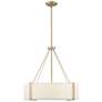 2_Telfar 24" Wide Modern Gold and White Fabric Pendant Light