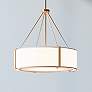 1_Telfar 24" Wide Modern Gold and White Fabric Pendant Light