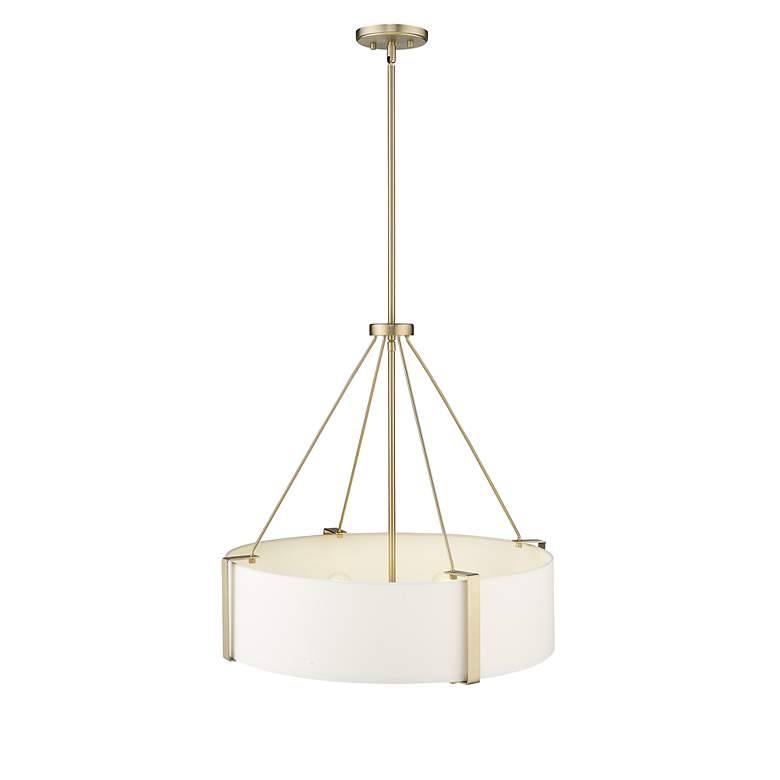 Image 3 Telfar 24" Wide Modern Gold and White Fabric Pendant Light more views
