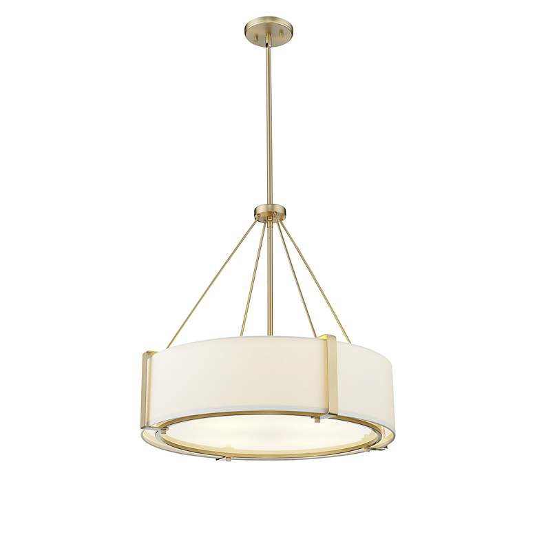 Image 4 Telfar 24" Wide Modern Gold and White Fabric Pendant Light more views