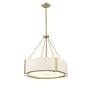 4_Telfar 24" Wide Modern Gold and White Fabric Pendant Light more views