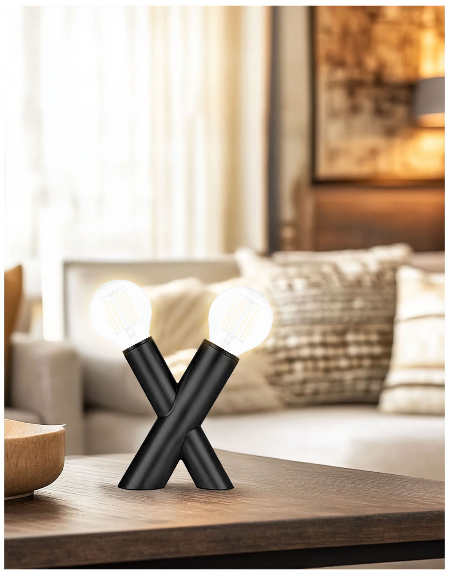 Image 3 Temora 7" High 2-Light Matte Black Table Lamp more views