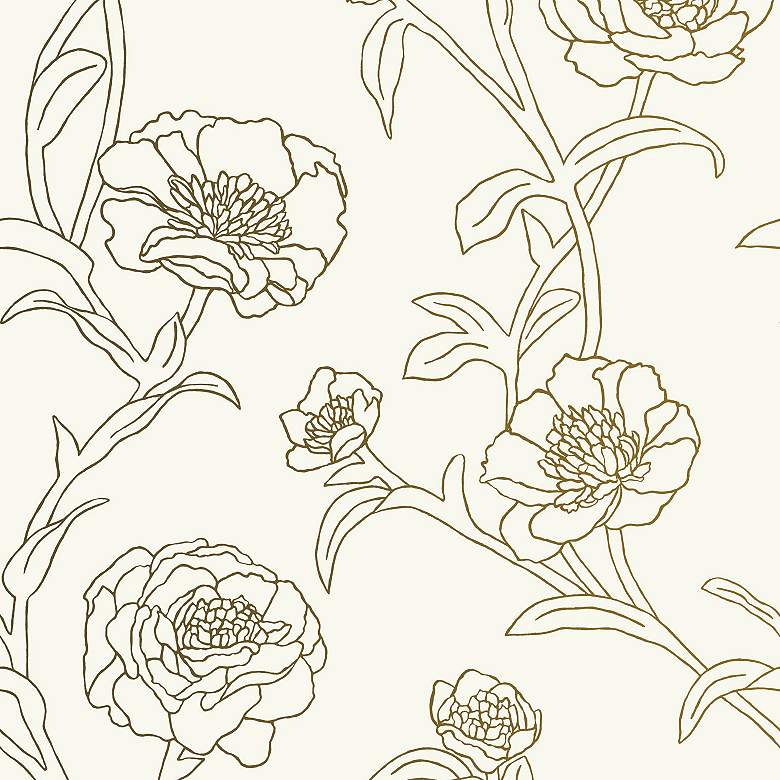 Image 1 Tempaper Peonies Gold Leaf Removable Wallpaper