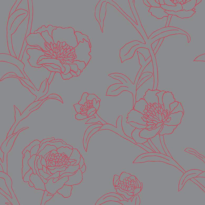 Image 1 Tempaper Peonies Rouge Removable Wallpaper