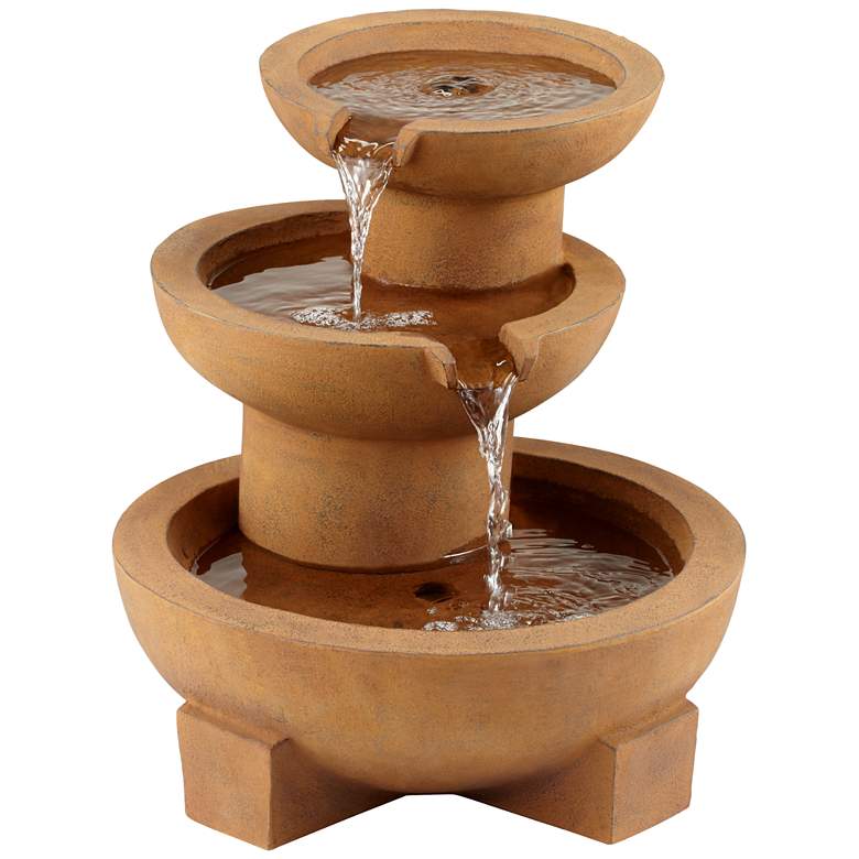 Image 1 Tempe Rustic Tiered Bowl 21 inch High Outdoor Floor Fountain