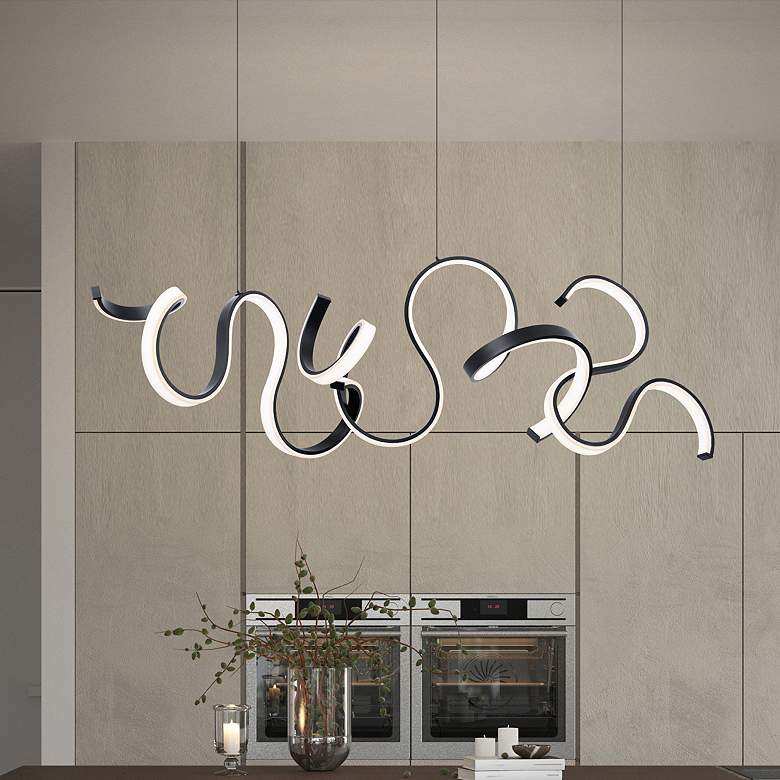 Image 1 Tempest 27.75"H x 67"W 1-Light Linear Pendant in Black