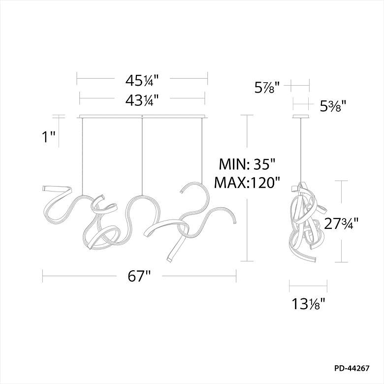 Image 7 Tempest 27.75"H x 67"W 1-Light Linear Pendant in Black more views