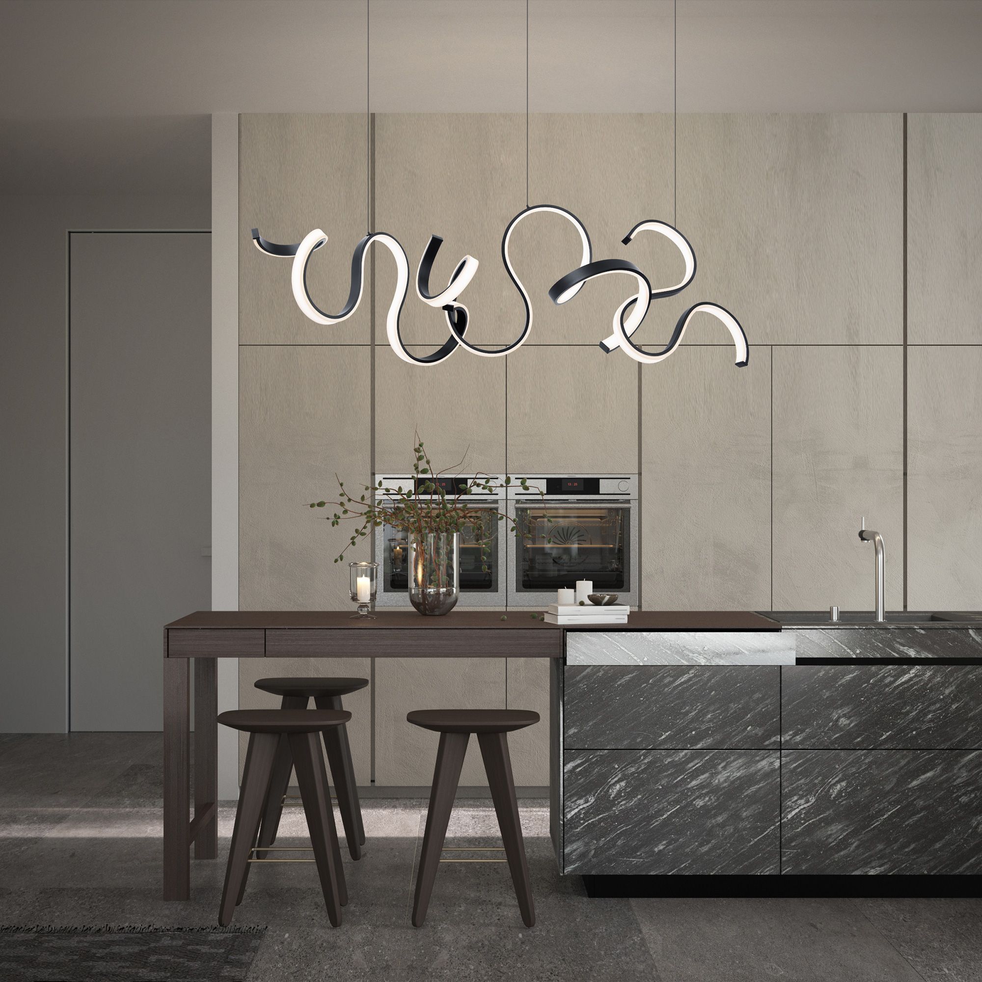 Tempest 27.75"H x 67"W 1-Light Linear Pendant in Black