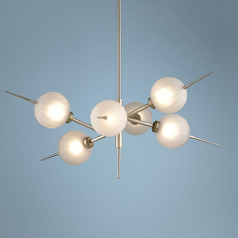 Image 1 Tempest 35" Wide Satin Silver Leaf 6-Light LED Chandelier