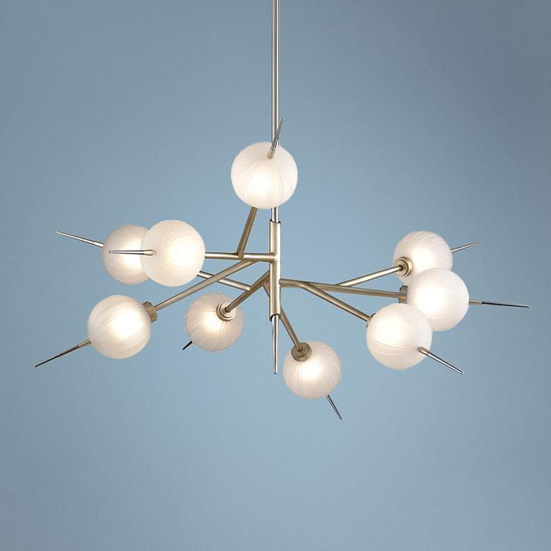 Image 1 Tempest 42" Wide Satin Silver Leaf 9-Light LED Chandelier
