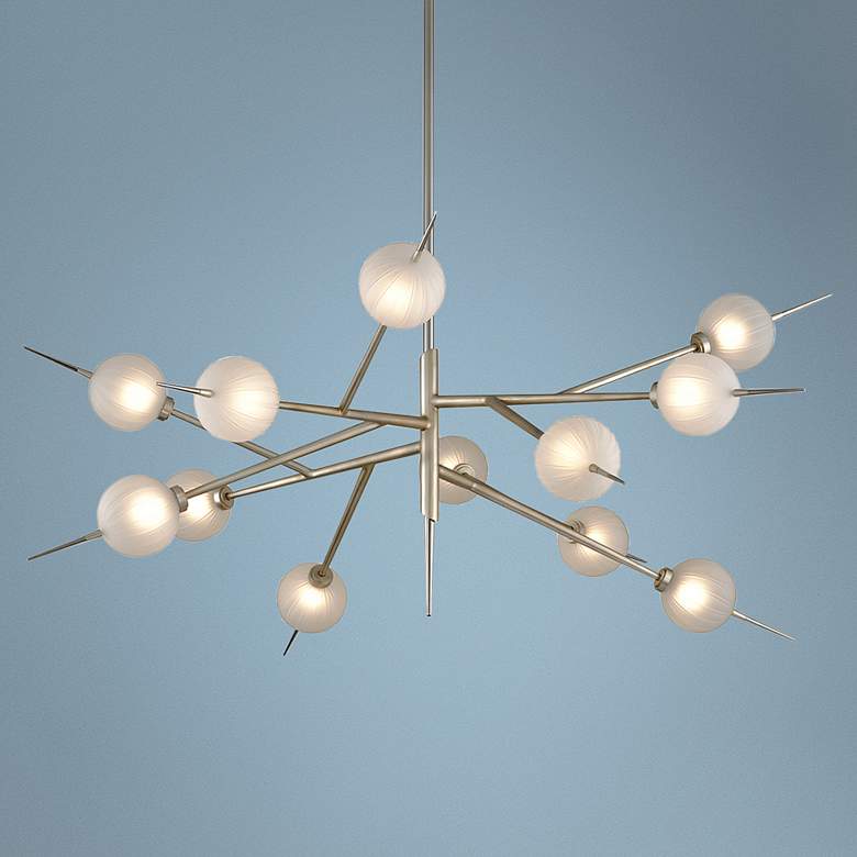 Image 1 Tempest 56" Wide Satin Silver Leaf 12-Light LED Chandelier