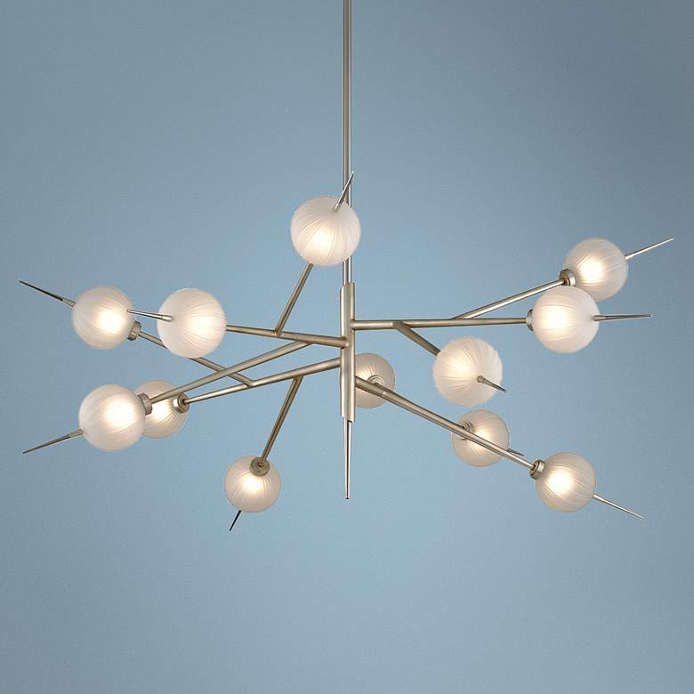 Image 1 Tempest 56 inch Wide Satin Silver Leaf 12-Light LED Chandelier