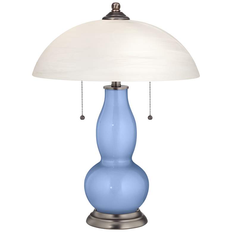 Image 1 Tempest Metallic Gourd-Shaped Table Lamp with Alabaster Shade