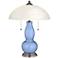 Tempest Metallic Gourd-Shaped Table Lamp with Alabaster Shade