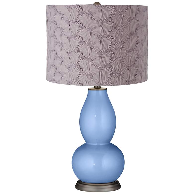 Image 1 Tempest Metallic Gray Pleated Drum Shade Double Gourd Table Lamp