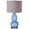 Tempest Metallic Gray Pleated Drum Shade Double Gourd Table Lamp