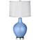 Tempest Metallic Patterned White Shade Ovo Table Lamp